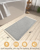 AMOAMI Upgraded Waffle Bath Mat, Super Absorbent Non Slip Bath Mats for Bathroom Floor, Machine Washable Bathroom Rugs with Tassels, Rubber Backed Bathroom Mats, Ultra Soft, 18&34; x 30&34;, Brown - Homesidy.com