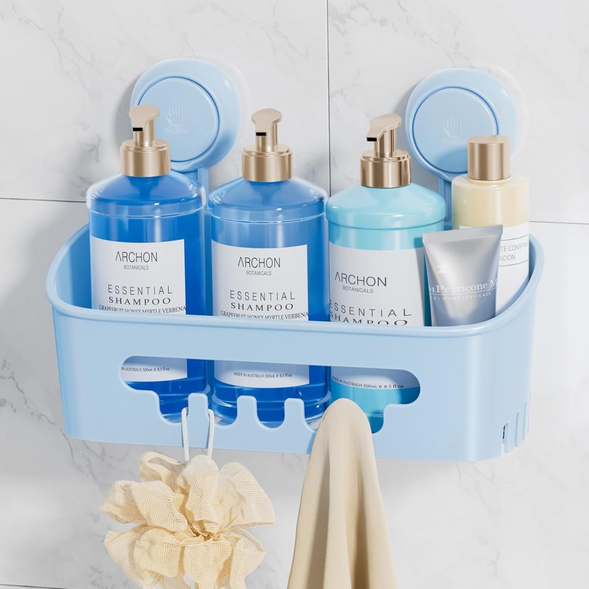 LEVERLOC Shower Caddy Suction Cup, Shower Organizer Removable Bathroom Shelf, Storage Suction Powerful Max Hold 22lbs Bathroom Caddy Waterproof Holder, White - Homesidy.com