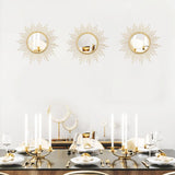3 Pack Metal Mirrors for Wall Sunburst Wall Mirrors Home Décor Decorative Hanging Wall Art for Living Room Bedroom Entryway (Gold, Flower Sunburst) - Homesidy.com