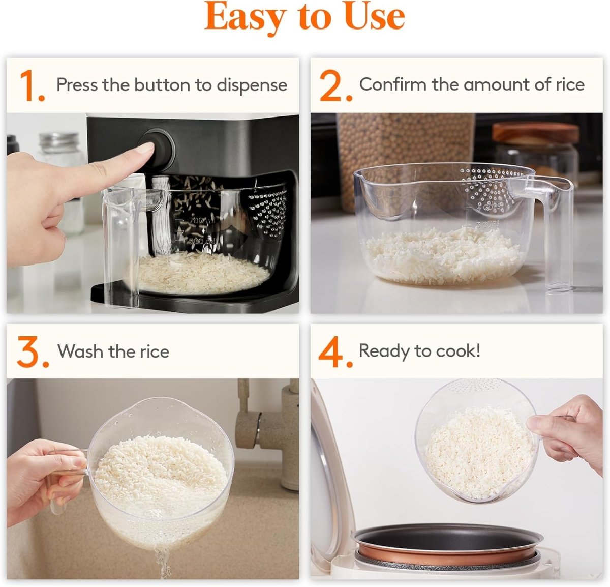 Lifewit Rice Dispenser 25 Lbs(11.3kg), Rice Storage Container Sealed Moisture Proof with Measuring Cup for Kitchen Pantry Household, BPA - Free, 1 Pack - Homesidy.com