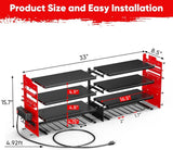 POKIPO Large Power Tool Organizer Wall Mount with Charging Station,4 Layer Heavy Duty Metal Tool Storage Rack Loads 600lbs with 8 Cordless Drill Holder,Battery Utility Rack Loads with 4 Power Strip - Homesidy.com