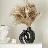 Lvases Snuggle Hollow Ceramic Vase Set of 2, Nordic Modern Boho ins Style Decorative Ceramic Aesthetic Flower Vase for Home Decor (Milky White W 6.3&34; X H 8.4&34;) - Homesidy.com