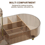 Makeup Organizer Countertop for Vanity, Rotating Perfume Tray with 5 - compartment Cosmetic and Skincare Organizers, Multi - Purpose Desk Storage Makeup Brush Holder for Bathroom Bedroom Counter - Homesidy.com