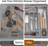 ukeetap Extra Large Expandable Silverware Organizer, BPA - Free Food - Safe Cutlery Flatware Organizer, Kitchen Utensil Drawer Organizer, Adjustable Silverware Holder for Spoons Forks Knives, Black - Homesidy.com