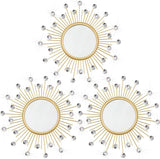 3 Pack Metal Mirrors for Wall Sunburst Wall Mirrors Home Décor Decorative Hanging Wall Art for Living Room Bedroom Entryway (Gold, Flower Sunburst) - Homesidy.com