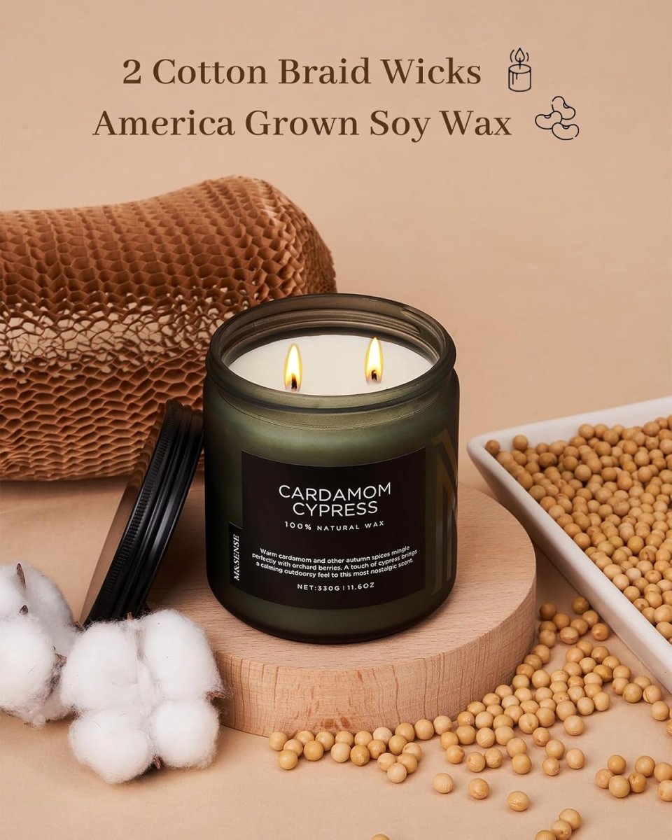 M&amp;SENSE Ode to Winter Soy Candles Strong Scented, 2 Wick Jar Candle 19.4oz 110 Hour Long Lasting, Lavender Sandalwood Organic Natural Aromatherapy Candle Gifts Bedroom Bathroom Home Decor - Homesidy.com