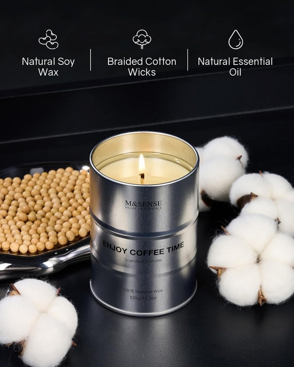 M&amp;SENSE Scented Candle, Tobacco Vanilla Medium Jar Candle Gifts for Men, 70 Hours Slow Burning Natural Soy Candles 11.3oz, Stress Relief Aromatherapy Candles Home Decor, Valentines Day Gifts for Him - Homesidy.com