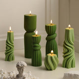 Threlaco 6 Pcs Pillar Candles Modern Aesthetic Ribbed Decorative Candle Set Cute Soy Wax Scented Ribbed Decor for Home(White,2.36 - 6.89 Inch) - Homesidy.com