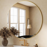 HARRITPURE Round Mirror 30 Black Wall Mounted Circle Mirrors Vanity Mirror with Brushed Aluminum Alloy Frame Modern Decoration for Bathroom, Living Room, Vanity, Bedroom, Entryway - Homesidy.com