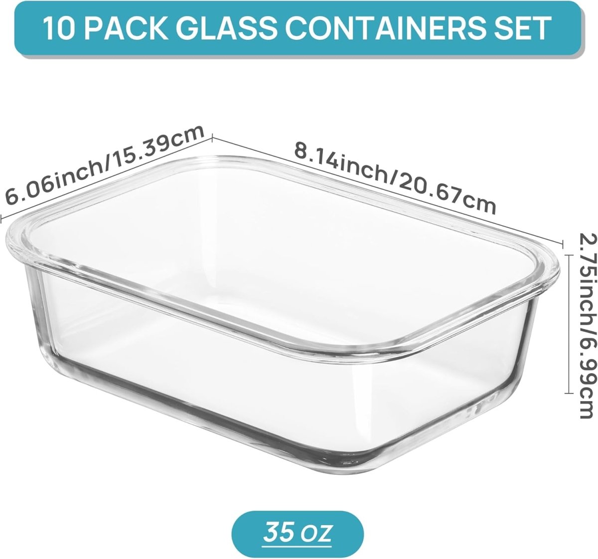 Vtopmart 5Pack 22oz Glass Storage Containers with Lids, Glass Meal Prep Food Container Sets with Snap Airtight Lids for Microwave, Oven, Freezer and Dishwasher, Grey - Homesidy.com