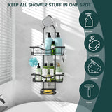 Shower Caddy Hanging Adjustable Shower Caddy, Rustproof Shower Organizer Extended Length Shower Caddy Over Shower Head with Hooks Soap Holder, Large Capacity Anti - Swing Bathroom Organizer, Black - Homesidy.com