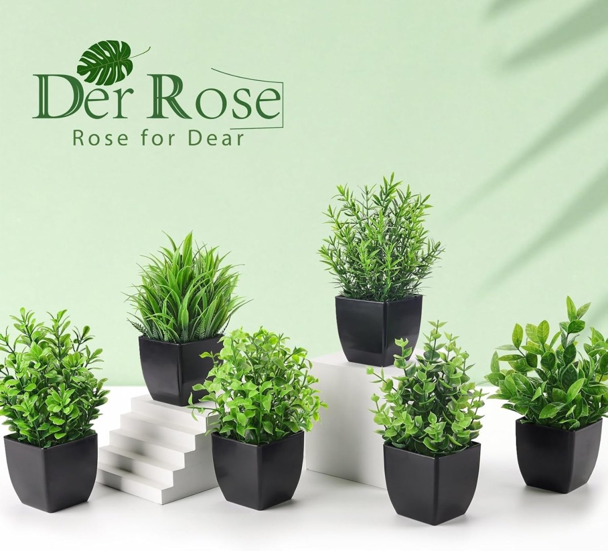 Der Rose 4 Pack Fake Plants Mini Artificial Greenery Potted Plants for Home Decor Indoor Office Table Room Farmhouse Bathroom Decor - Homesidy.com