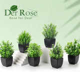 Der Rose 4 Pack Fake Plants Mini Artificial Greenery Potted Plants for Home Decor Indoor Office Table Room Farmhouse Bathroom Decor - Homesidy.com