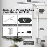 Airlonv LED Desk Lamp for Office Home, Eye - Caring Desk Light with Stepless Dimming Adjustable Flexible Gooseneck, 10W USB Adapter Desk Lamp with Clamp for Reading, Study, Workbench (Black) - Homesidy.com