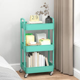 Sywhitta 3 - Tier Plastic Rolling Utility Cart with Handle, Multi - Functional Storage Trolley for Office, Living Room, Kitchen, Movable Storage Organizer with Wheels, White - Homesidy.com
