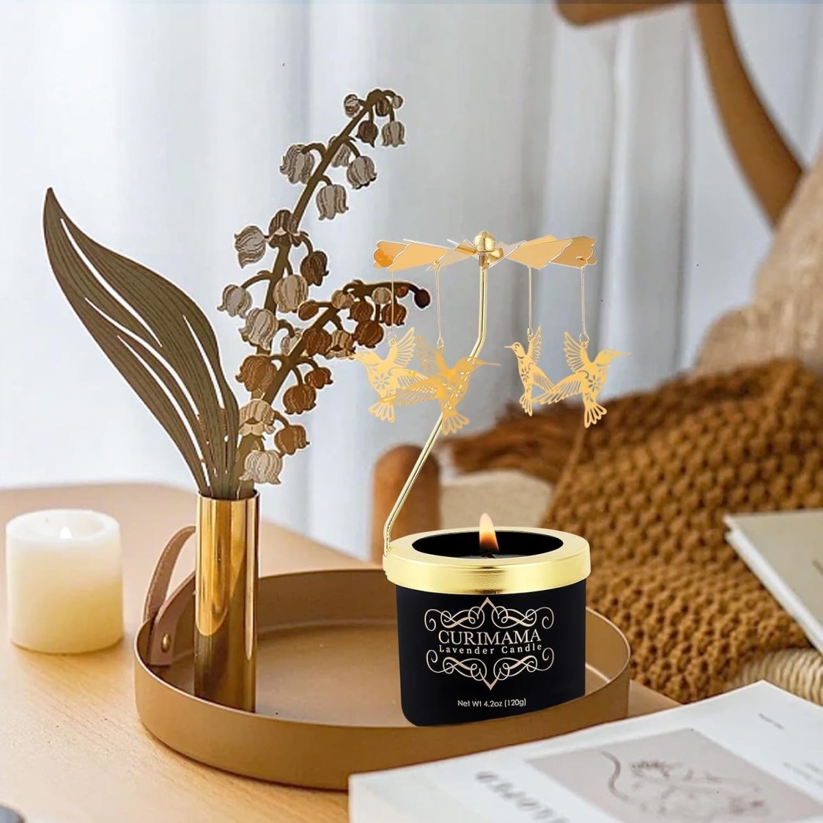 Christmas Gifts for Women, Unique Birthday Gifts for Women, Lavender Butterfly Rotating Scented Candles for Home Fragrance, Mom Birthday Gift from Daughter Son, Xmas Candle Gift for Sister Grandma - Homesidy.com