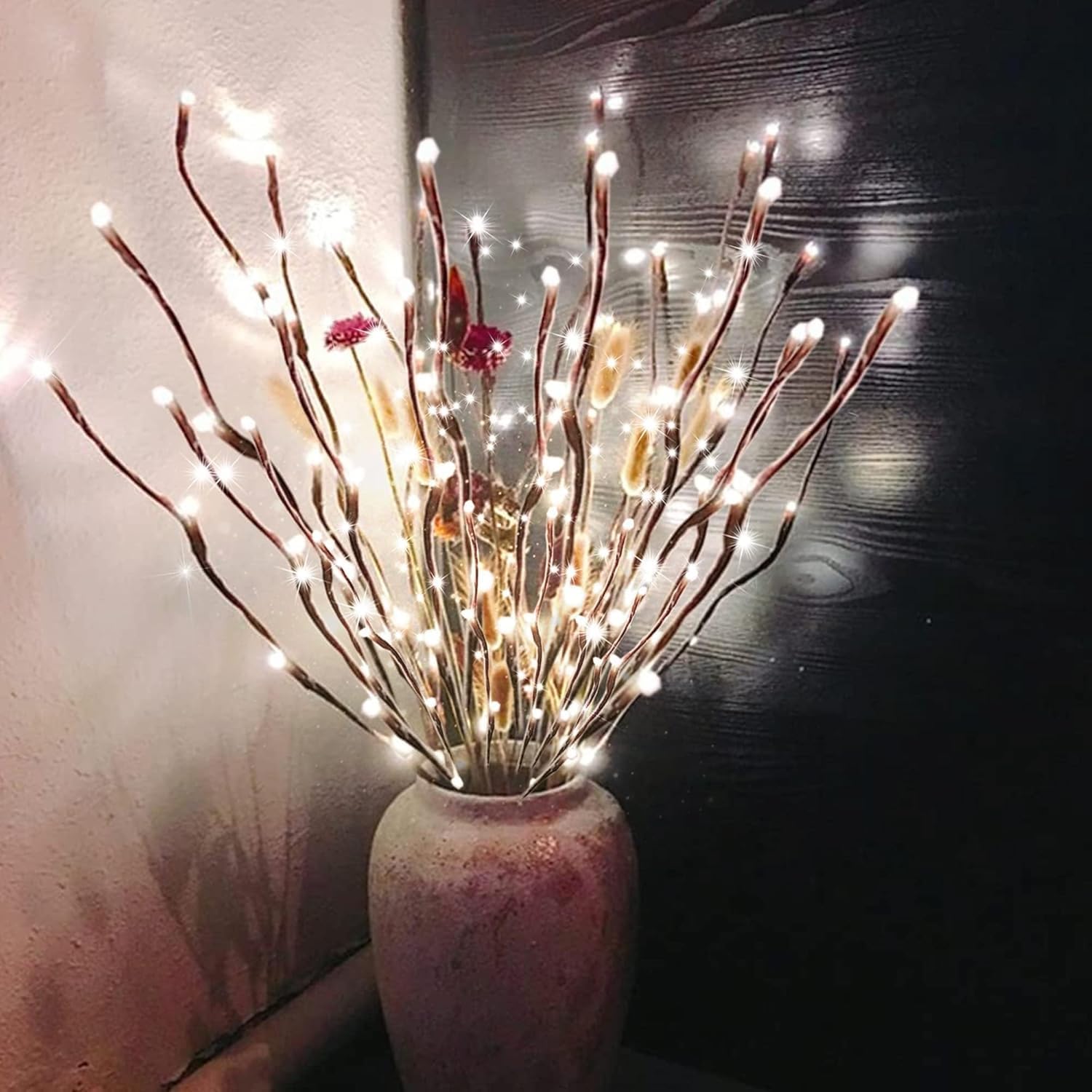 DK177 2 Pack Led Branch Light Battery Operated Lighted Branch Vase Filler Willow Tree Artificial Little Twig Power Brown 30 Inch 20 LED for Home Romantic Decoration, Warm White - Homesidy.com