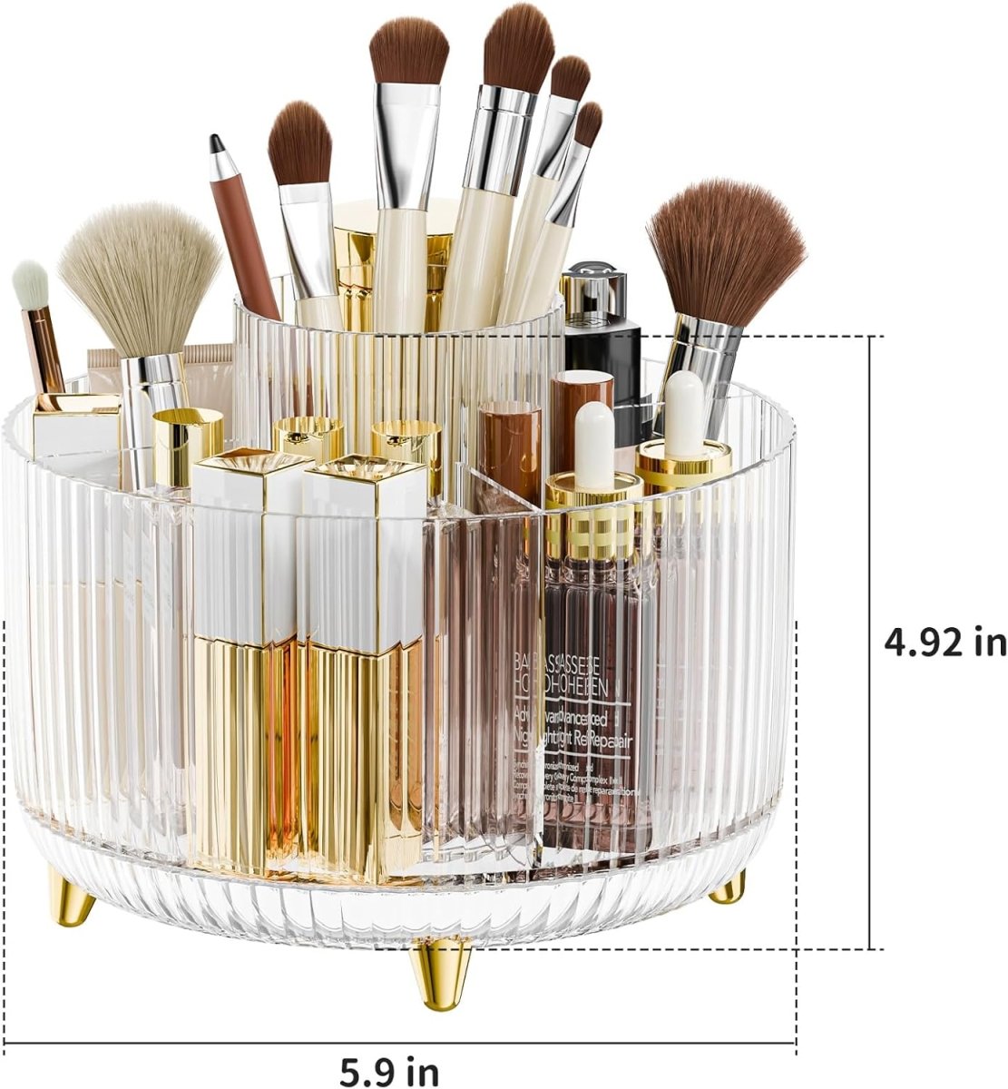 fanado 360° Rotate Makeup Brush Holder Organizer, Makeup Organizers Countertop, Makeup organization and Skincare Storage for Vanity, Desktop, Bathroom (White) - Homesidy.com