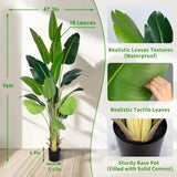 Artificial Bird of Paradise Plant 7Ft Fake Tropical Palm Tree with 17Trunks Faux Banana Leaf Trees in Pot for Home Indoor Outdoor Office Modern Decor Housewarming - Homesidy.com