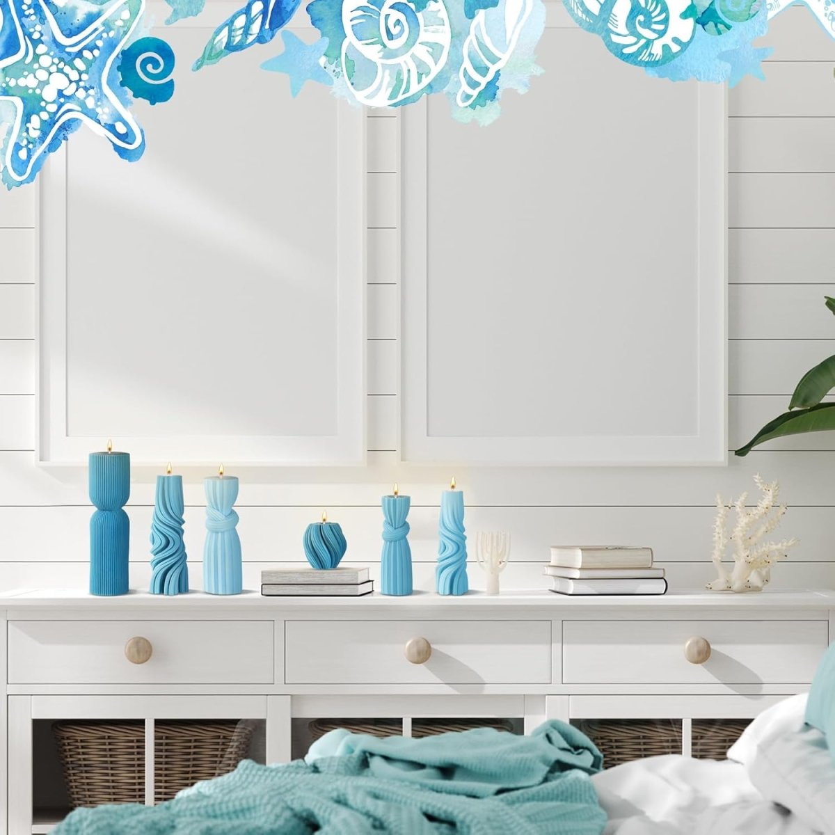 Threlaco 6 Pcs Pillar Candles Modern Aesthetic Ribbed Decorative Candle Set Cute Soy Wax Scented Ribbed Decor for Home(White,2.36 - 6.89 Inch) - Homesidy.com
