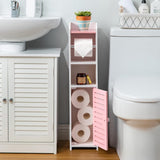 AOJEZOR Toilet Paper Holder Stand: No Drill PVC Small Bathroom Cabinet for Apartment Dwellers - Rental Deposit Protection - Small Space Storage Saving - Homesidy.com