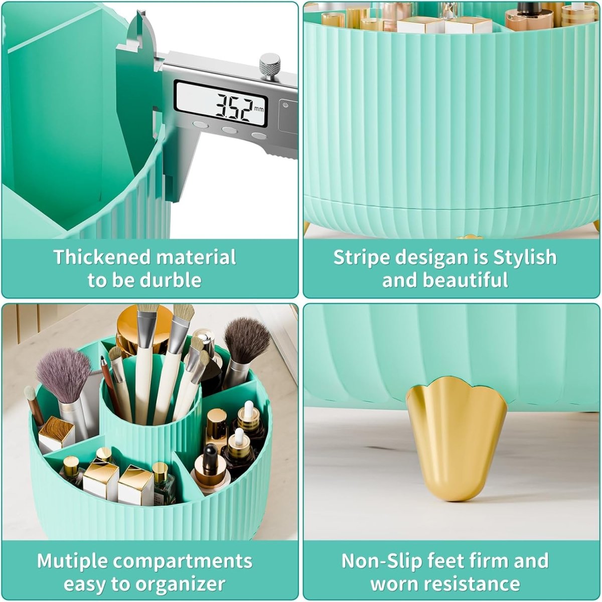 fanado 360° Rotate Makeup Brush Holder Organizer, Makeup Organizers Countertop, Makeup organization and Skincare Storage for Vanity, Desktop, Bathroom (White) - Homesidy.com