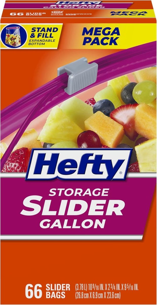 Hefty Slider Kitchen Storage Bags, Gallon Size, 66 Count - Homesidy.com