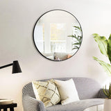 HARRITPURE Round Mirror 30 Black Wall Mounted Circle Mirrors Vanity Mirror with Brushed Aluminum Alloy Frame Modern Decoration for Bathroom, Living Room, Vanity, Bedroom, Entryway - Homesidy.com