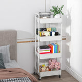 Sywhitta 3 - Tier Plastic Rolling Utility Cart with Handle, Multi - Functional Storage Trolley for Office, Living Room, Kitchen, Movable Storage Organizer with Wheels, White - Homesidy.com