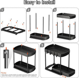 Ukeetap Multi - Purpose Pull - Out Storage Organizers, Under Sink/Cabinet Organizers and Storage for Bathroom &amp; Kitchen, Black, 12.8 Inches, 2 Packs - Homesidy.com