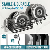 TAILI Shower Caddy Suction Cup 2 Pack with Hooks &amp; Soap holder, Heavy Duty Shower Organizer for Bathroom, No Drilling Bathroom Organizer with Large Capacity, Black Metal Storage Basket - Homesidy.com