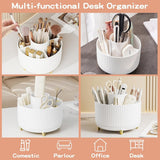 fanado 360° Rotate Makeup Brush Holder Organizer, Makeup Organizers Countertop, Makeup organization and Skincare Storage for Vanity, Desktop, Bathroom (White) - Homesidy.com