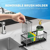 Cisily Black Sponge Holder for Kitchen Sink, Sink Caddy Organizer with High Brush Holder, Kitchen Countertop Organizers and Storage Essentials, Rustproof 304 Stainless Steel, Soap Dispenser Organize - Homesidy.com
