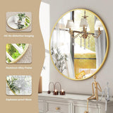 HARRITPURE Round Mirror 30 Black Wall Mounted Circle Mirrors Vanity Mirror with Brushed Aluminum Alloy Frame Modern Decoration for Bathroom, Living Room, Vanity, Bedroom, Entryway - Homesidy.com