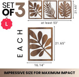 qmmp Modern Wooden Wall Sculptures - Set of 3 - MDF - Oak - Home Decor Accent - Large Wall Art for Living Room, Bedroom, Office - Easy Installation (Oak, Medium - Mountain and Sun, Unframed) - Homesidy.com