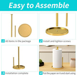 Paper Towel Holder Countertop, Standing Paper Roll Holder with Anti Slip Weighted Base, Stainless Steel Freestanding Paper Towel Holder for Kitchen, Black - Homesidy.com