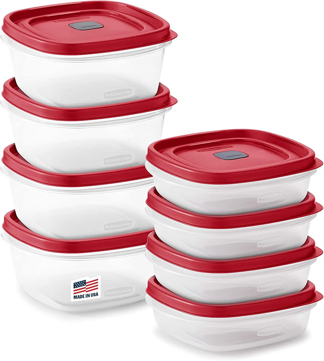 Rubbermaid 16 - Piece BPA - Free Plastic Food Storage Set, Red Vented Lids - Microwave, Dishwasher Safe: Perfect for Meal Prep, Leftovers, and Kitchen Organization - Homesidy.com