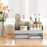 Makeup Organizer with Drawers, Cosmetic Storage for Dresser Vanity and Bathroom Countertop, Beauty Holder for Lipstick Brush, Skincare Organizer for Vanity, Cosmetic Display Case (White) - Homesidy.com