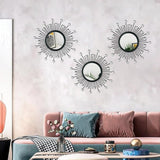 3 Pack Metal Mirrors for Wall Sunburst Wall Mirrors Home Décor Decorative Hanging Wall Art for Living Room Bedroom Entryway (Gold, Flower Sunburst) - Homesidy.com