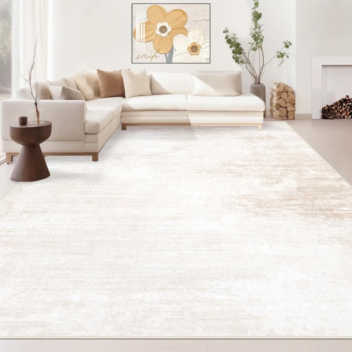 Area Rugs 6x9 Living Room: Washable Rug Modern Abstract Large Rug Soft Non Slip Neutral Rugs Stain Resistant Indoor Carpet for Bedroom Kitchen Dining Room Table Nursery Home Office Rugs(Beige,6x9) - Homesidy.com