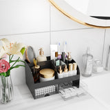 Makeup Organizer with Drawers, Cosmetic Storage for Dresser Vanity and Bathroom Countertop, Beauty Holder for Lipstick Brush, Skincare Organizer for Vanity, Cosmetic Display Case (White) - Homesidy.com