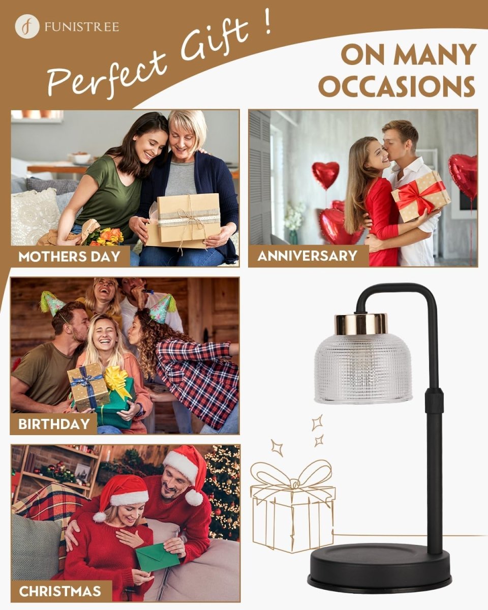 Modern Candle Warmer Lamp with Timer, Dimmable Candle Lamp Warmer, Men Women Christmas Birthday Gifts, Black Candle Warmer, Adjustable Candle Light Warmer, Cozy Living Room Bedroom Home Decor - Homesidy.com