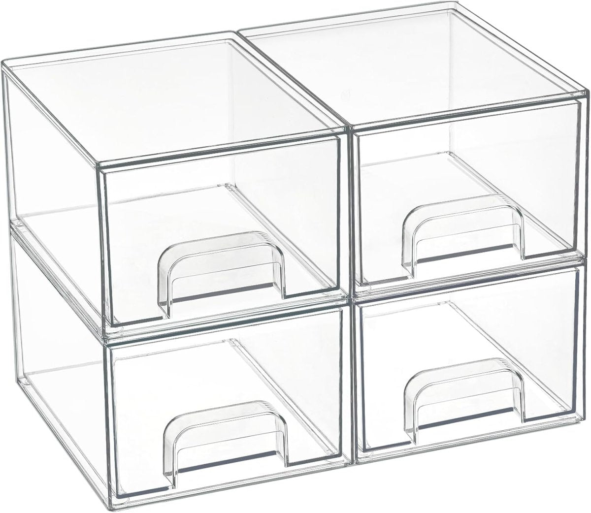 Vtopmart 4 Pack Small Clear Stackable Storage Drawers,Acrylic Bathroom Makeup Organizer,Plastic Storage Bins For Vanity, Undersink, Kitchen Cabinets, Pantry, Home Organization - Homesidy.com