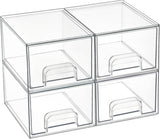 Vtopmart 4 Pack Small Clear Stackable Storage Drawers,Acrylic Bathroom Makeup Organizer,Plastic Storage Bins For Vanity, Undersink, Kitchen Cabinets, Pantry, Home Organization - Homesidy.com