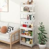 Sywhitta 3 - Tier Plastic Rolling Utility Cart with Handle, Multi - Functional Storage Trolley for Office, Living Room, Kitchen, Movable Storage Organizer with Wheels, White - Homesidy.com
