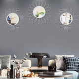 3 Pack Metal Mirrors for Wall Sunburst Wall Mirrors Home Décor Decorative Hanging Wall Art for Living Room Bedroom Entryway (Gold, Flower Sunburst) - Homesidy.com