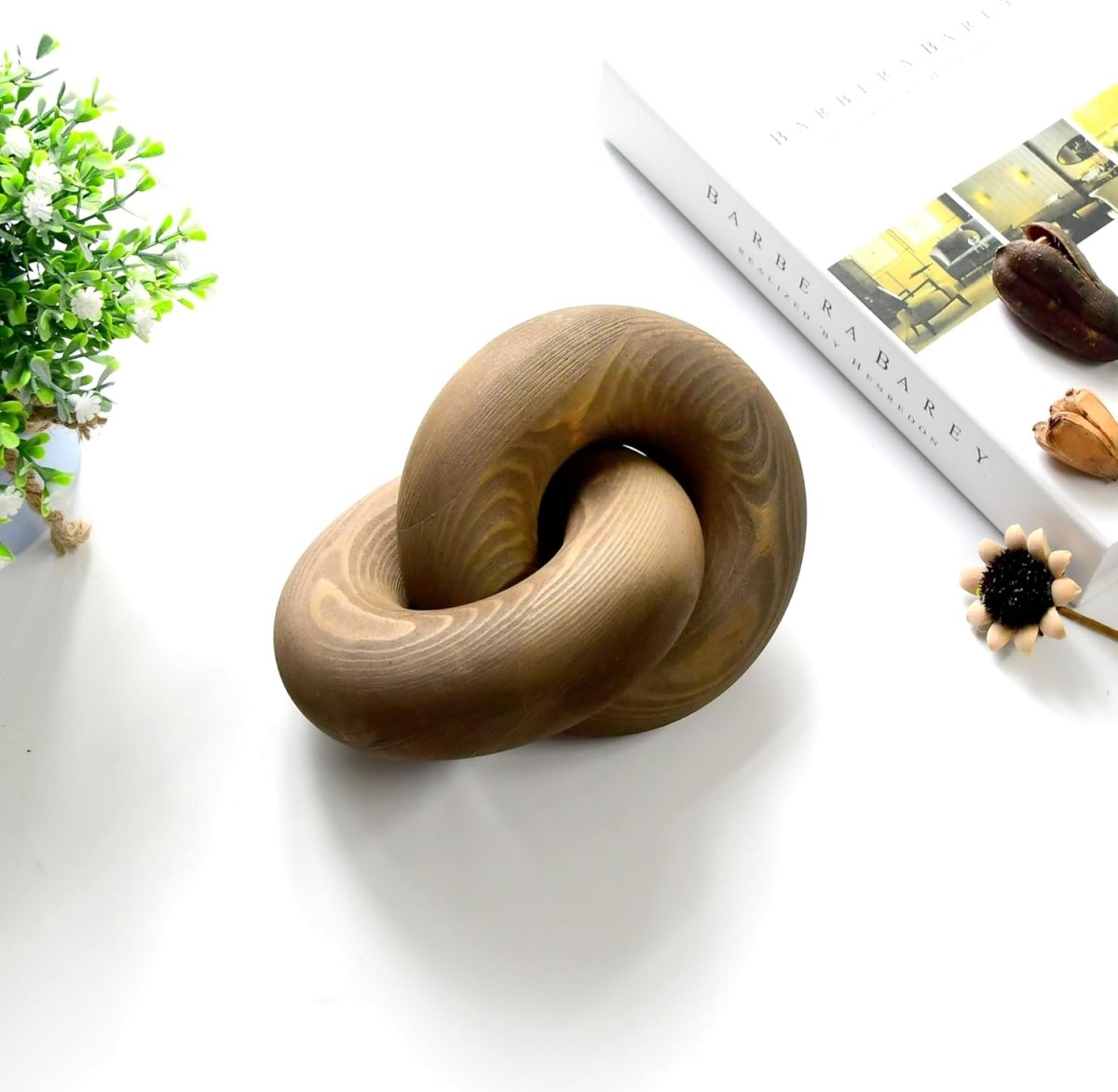YiLiiod Wood Coffee Table Decor for Living Room, Hand Carved Chain Link Decoration, Modern Farmhouse and Boho Style Object - Homesidy.com