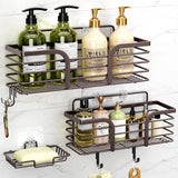 Shower Caddy, Adhesive Shower Organizer with Soap Dish and 4 Hooks, Rustproof Stainless Steel Shower Shelves, Wall Mounted No Drilling Storage Shelf Basket Accessories for Bathroom &amp; Kitchen - Homesidy.com