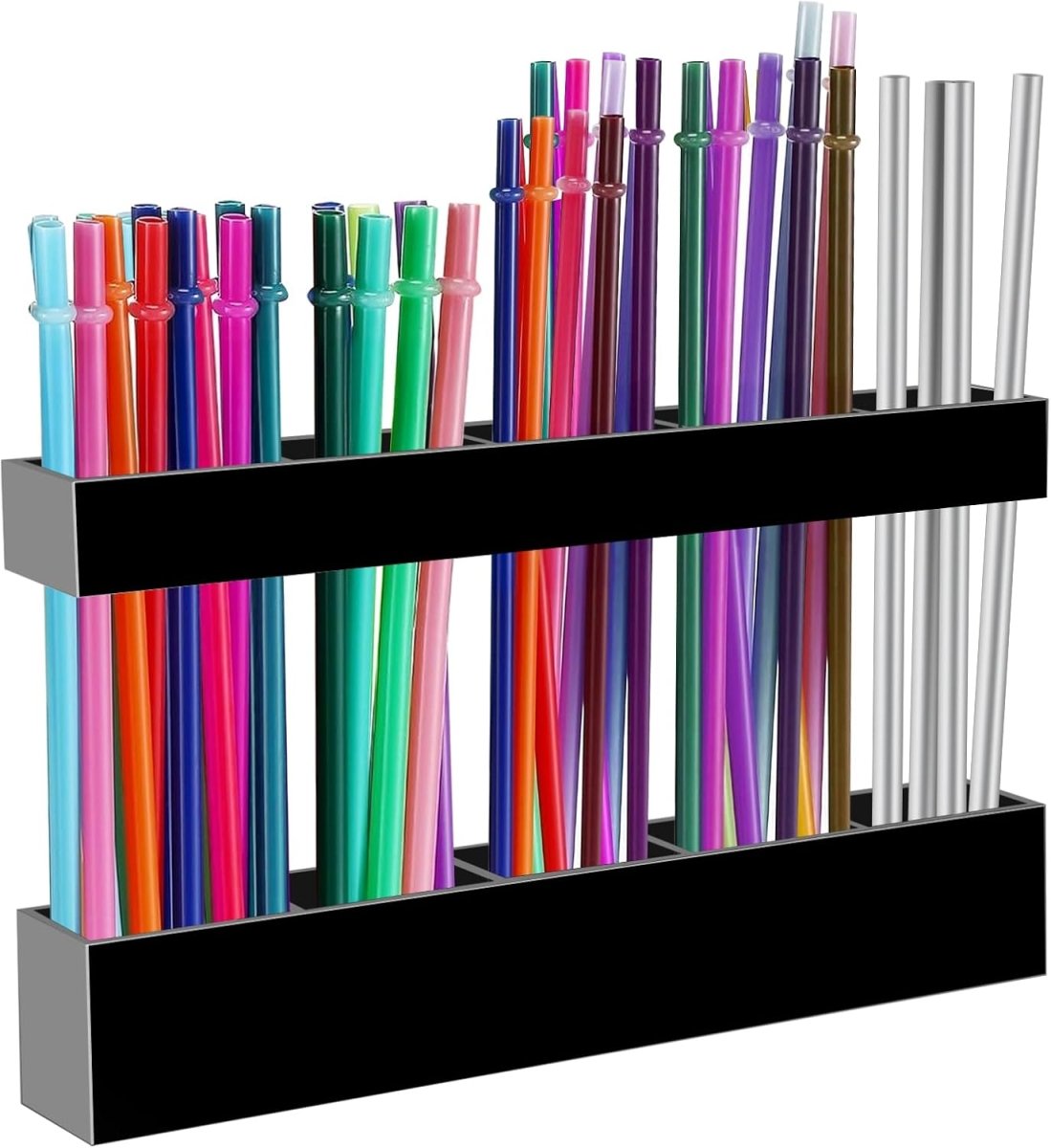 Malldii 9.5” Large Acrylic Straw Holder for Cabinet Door - Reusable Tumbler Straw Organizer Storage, Small Kitchen Accessories Container, Ultra Sticky Cupboard Door Mounted (Transparent) - Homesidy.com