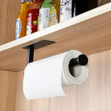ASTOFLI Paper Towel Holder Under Cabinet No Drilling, Self Adhesive Paper Towel Holder Wall Mount for Kitchen Rack, Under Counter Napin Holder No Drill, 304 Stainless Steel Matte Black - Homesidy.com